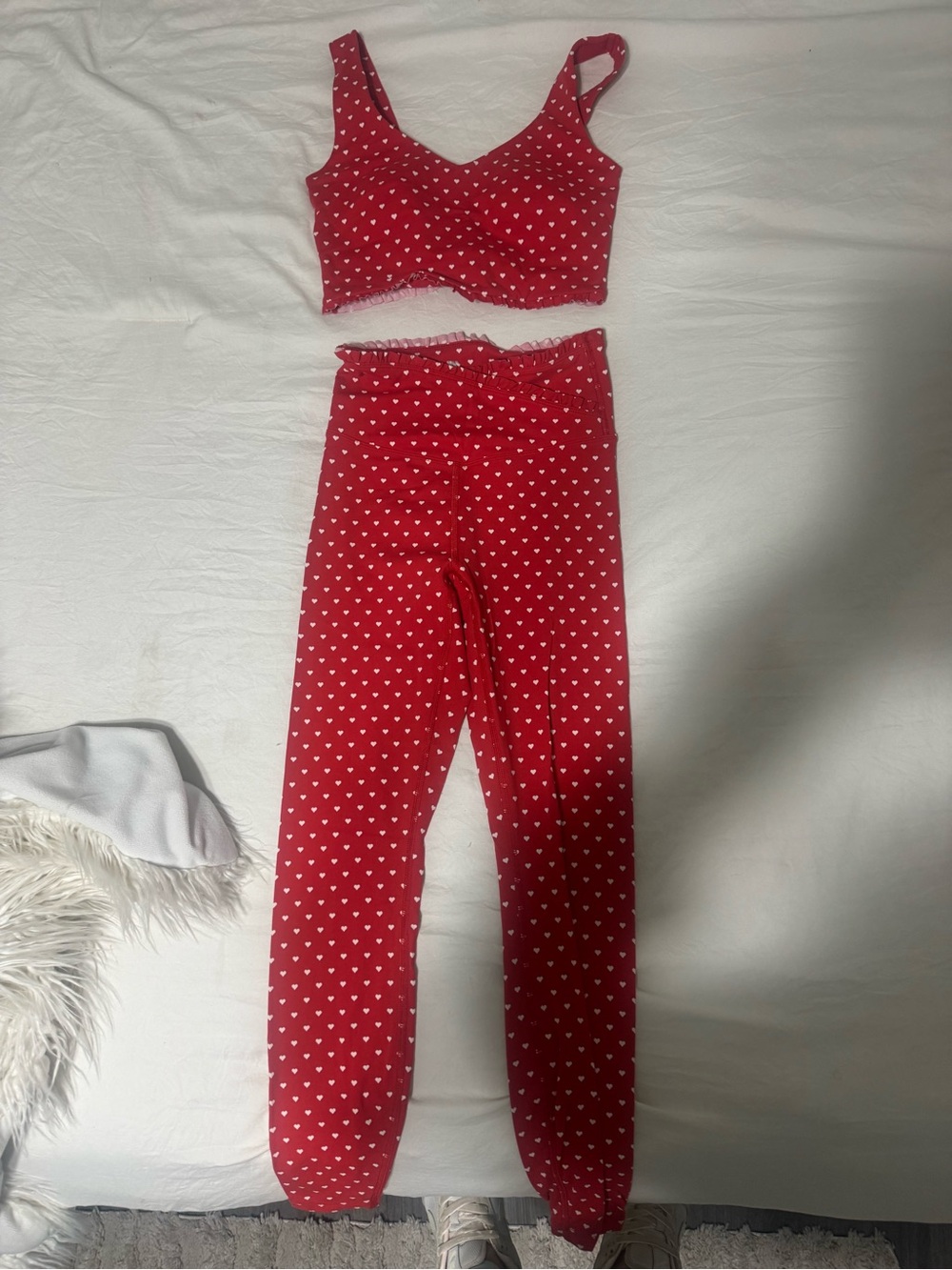 all in motion Red Two-Piece Heart Print Active Set
